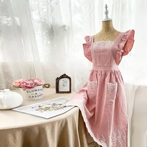 【Mother's Day gift】 Cotton Apron - 100% cotton floral pattern, full-coverage gardening apron, suitable for flower shops, home kitchen, gardening, baking, crafting, café use and daily cleaning.