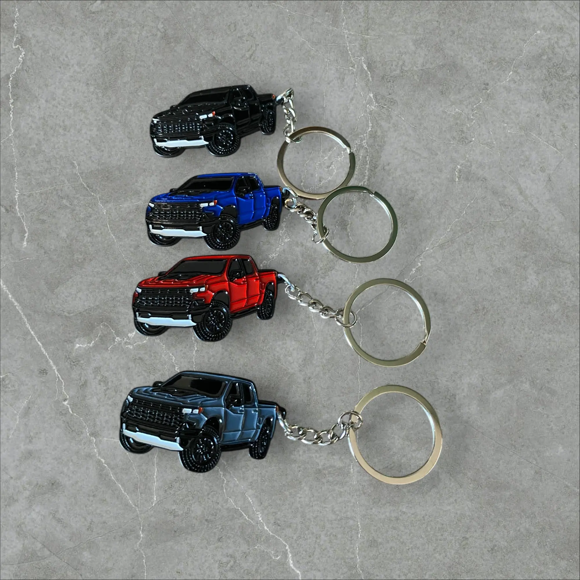 Heavy Duty Alloy Metal-Aluminum Keychain Set for Truck Owners - Sleek Custom Letter Cutout Car Accessory, Great Gift for Chevy Enthusiasts, Heavy Duty Keychain