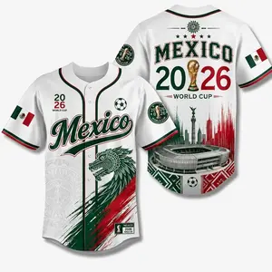 Mexico 2026 Soccer Fan Jersey for Men Women, Baseball Style Supporter Shirt, Mexican Football Graphic Tee, Patriotic Sports Apparel Gift Outfit