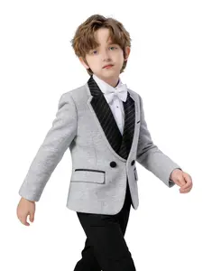 Boys' Gentleman Set Suits (jacket + Long Pants + Bow Tie), School Dance Competition, Festival Performance Wear, Formal Party Wedding Attire-25084