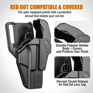 TSG Level II Polymer Thumb Release RH Holster Optic Cut with RDS Cover, Open-Muzzle Design: Fits Glock 22