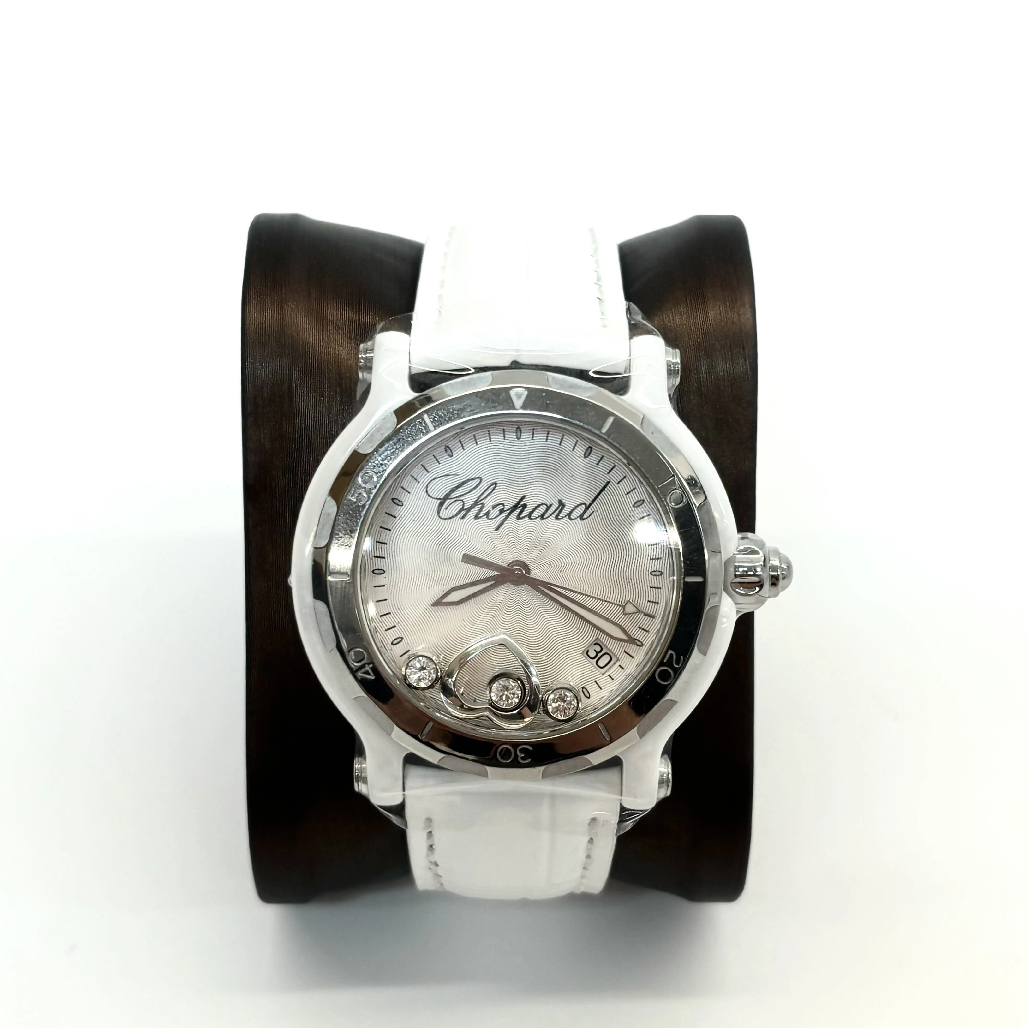 Pre-Owned Chopard Happy Diamonds 288507-9032 Luxury Quartz Watch - Titanium Ceramic Case, Original Diamonds, Quartz Crystal Movement, Item N23389254, Luxury Quartz Watches