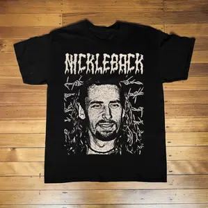 Nickleback Death Metal Parody Black T-shirt, Crew Neck Casual Shirts, Vintage Graphic Tees, Unisex Tshirt Gothic Grunge Y2k Emo Scene Amity Affliction Style Clothes Gifts For Men Women Streetwear Menswear Womenswear