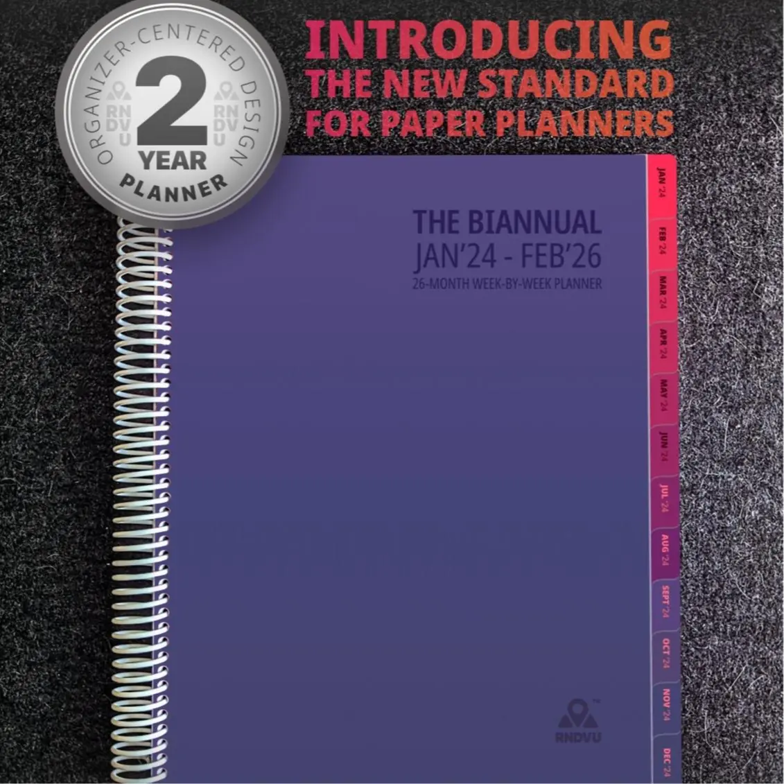 RNDVU 2 Year Daily Planner and Organizer - Blueberry, Bi-Annual January 2024 through February 2026, 25-Month Weekly Planner