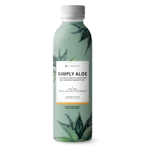 IT WORKS! Simply Aloe Organic Aloe Vera Juice - 30 Servings - Immune Support, Hydration, Gut Health, Digestion - Grown in Rich Volcanic Soil in Mexico - Add & Mix with Any Drink - Mango Flavored, 15.2 fl oz