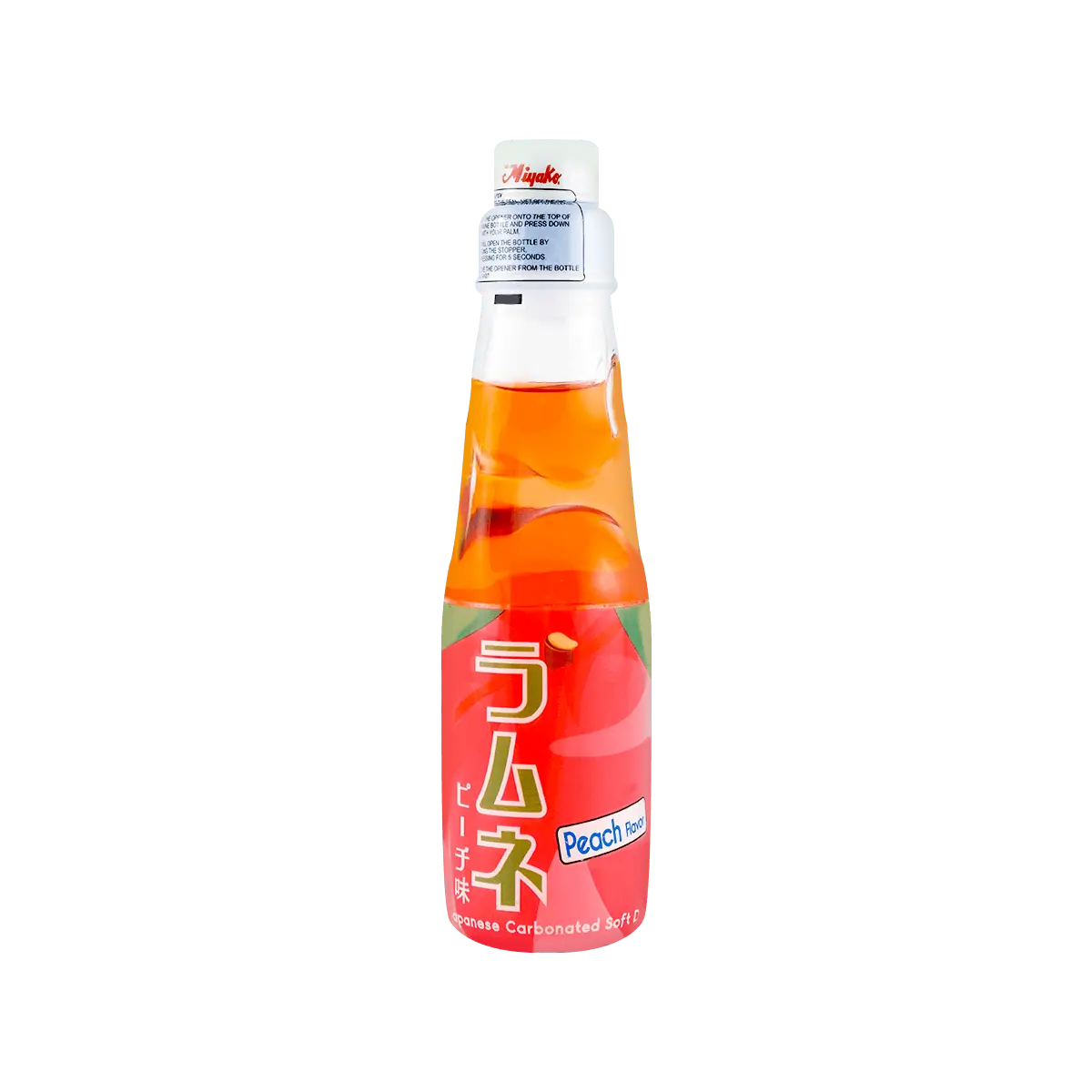 MIYAKO Japanese Peach Flavor Ramune Soda Drink - 200ml Refreshing Japanese Soda