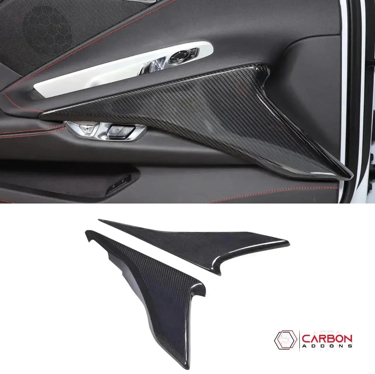 C8 Corvette Real Carbon Fiber Lower Door Panel Trim Covers | Interior Upgrade (2020–2025)