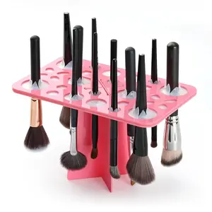 Makeup Brushes Drying Rack, Brushes Dryer, Collapsible 28 Slot Acrylic Brush Holder Stand Tree Tray Support Display for Makeup Lovers Artist Nail Brushes Paintbrushes Luckyiren