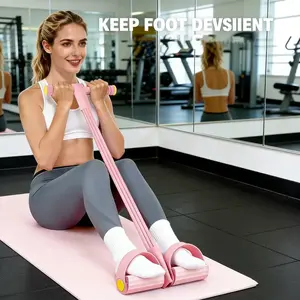 6-Tube Heavy-Duty Elastic Pull Rope with Handles & Foot Pedals, Durable Multi-Purpose Stretching Cord for Indoor Home Use, Workout Accessories, Yoga Stretching Rope, Home Workout Equipment tiktokshopspringglowup,summervibes outdoorfun