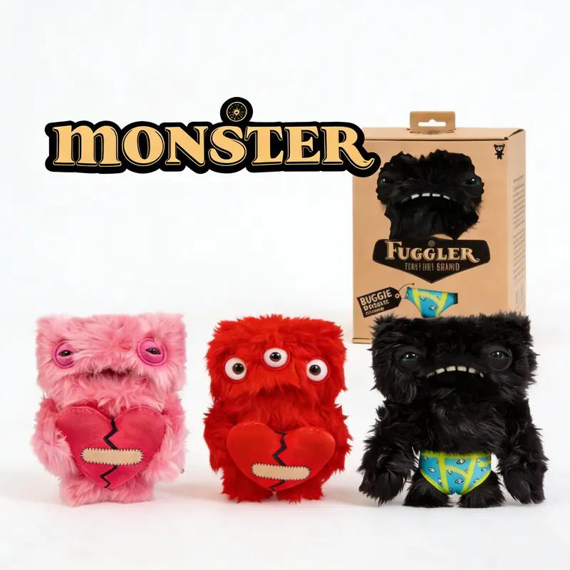 Fuggler Funny Monster Plush 3-Pack | Pink Red Black | Adorable Stuffed Doll Set | Premium Quality | Ideal Gift for Birthday Wedding Friends Home Decor