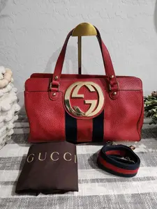 Pre-owned GUCCI Leather Shoulder Bags Preloved GG Blondie Shoulder bag with gold hardware