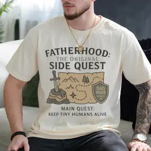 Funny D&D Dad Comfort Color Shirt, Fatherhood Side Quest T-Shirt, Father's Day Gift, Dungeons And Dragons Shirt, Funny RPG Dad Tee