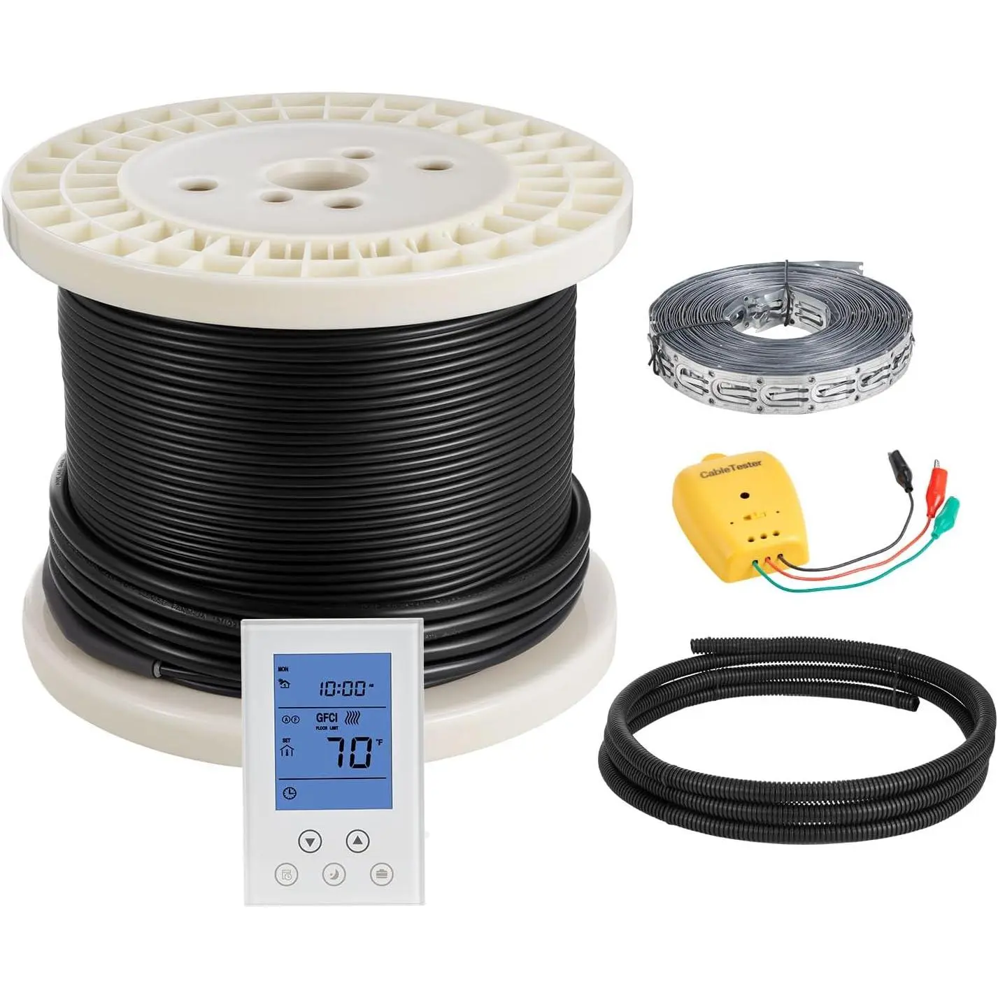 VEVOR 100 sqft Underfloor Heating Cable Kit, 120V Electric Radiant Heated Floor System, with Smart Control Thermostat & Alarm, Easy Installation for Tile, Stone, Vinyl, Home Improvement