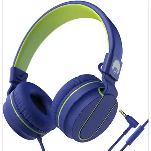 X-HPS19   950 Wired Headphones for Kids Girls Boys for School Classroom with Microphone, On-Ear Foldable Corded Headphones with Jack 3.5mm for Laptop Computer Tablet Chromebooks Blue Green