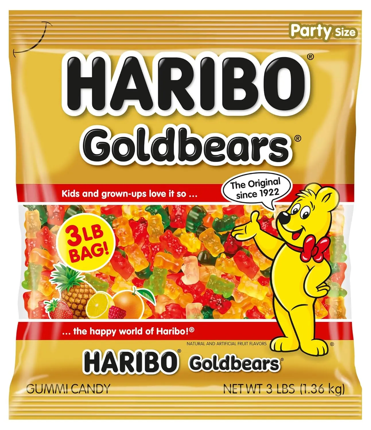 Goldbears Gummi Candy 3LB Bulk Bag – Assorted Fruity Gummy Bear Candy | Soft Chewy Candy for Parties, Movie Nights, Candy Bowls & Sharing
