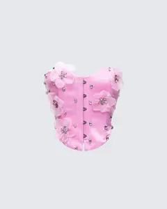 Roselle Pink Rhinestone Corset Top