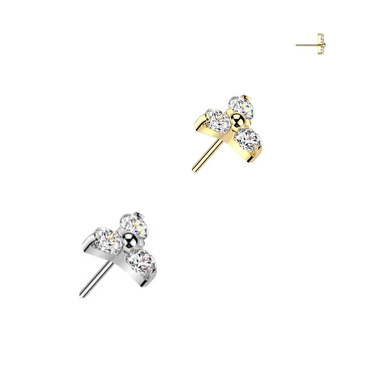 Titanium Threadless Push In Trinity Moissanite Earring