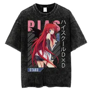 Black TSW - Rias Gremory T-Shirt, High School DxD Shirt Classic Fan Anime Shirt, Graphic Washed Style Shirt, Graphic Tee