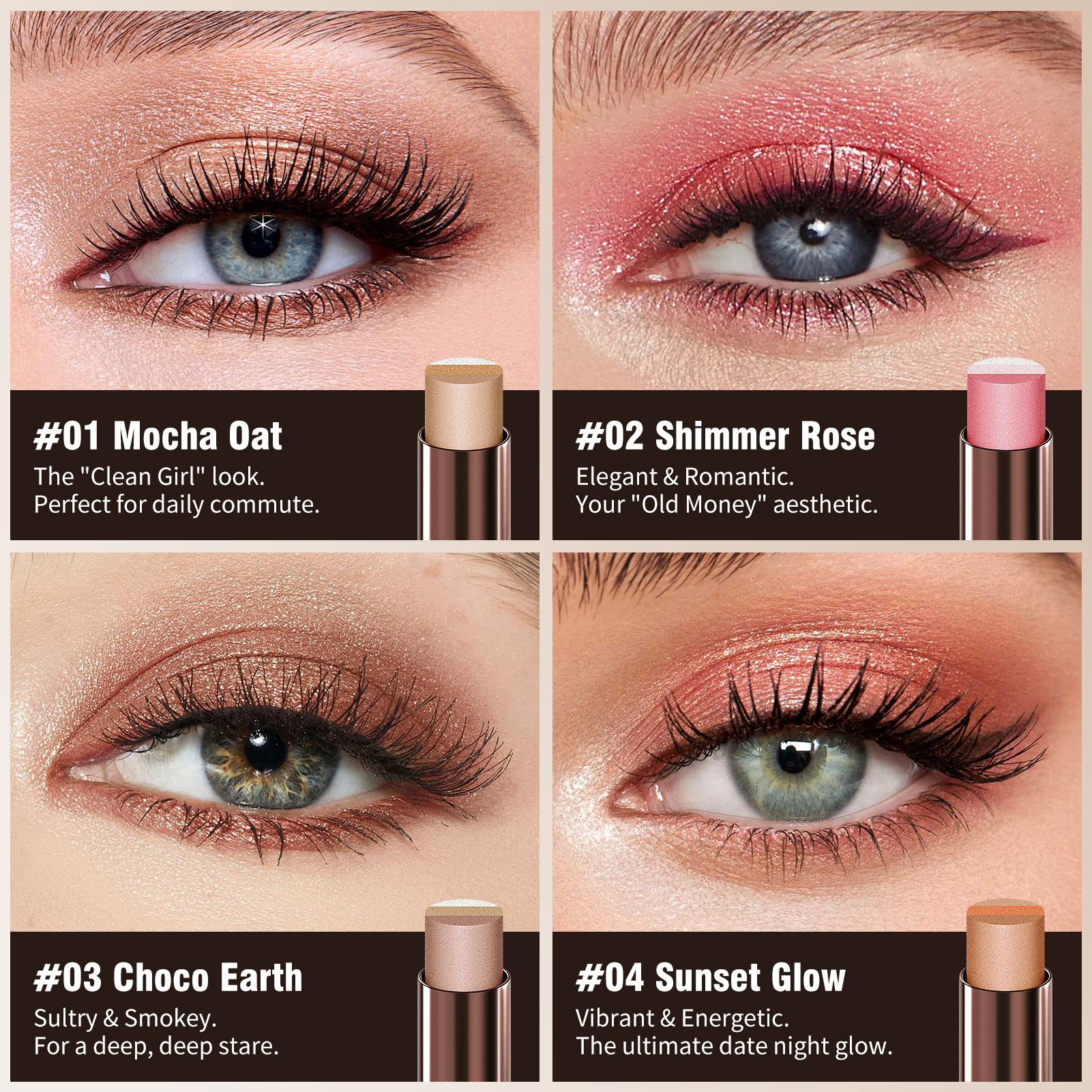 3-in-1 Dual Color Glitter Gradient Eyeshadow Stick - Hypoallergenic, Waterproof, Alcohol-Free, with Primer for Evening Makeup, Easy to Blend, Shimmer Gradient Glow for Effortless Routine, Alt Makeup Pencil