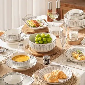 8/17/22 piece ceramic cutlery set, Japanese style, microwave and dishwasher safe, suitable for serving desserts, appetizers, and dinner. Health and safety glaze