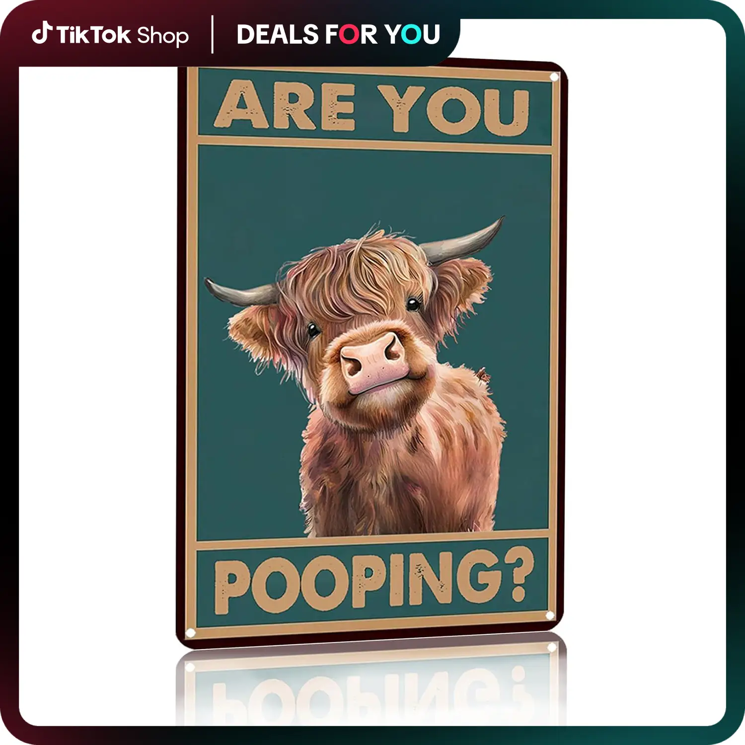 Vintage Highland Cow Chicken Are You Pooping Funny Tin Sign for Bathroom Toilet Wall Decor 8x12 12x16Inch