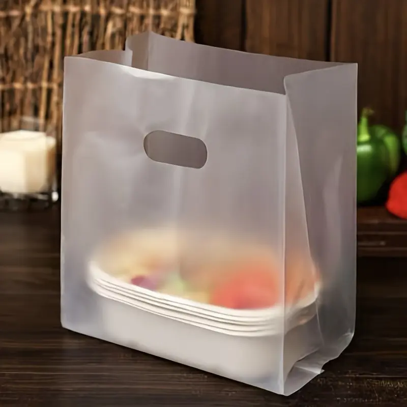 50pcs Transparent Plastic Gift Bags with Handles - Baking Packaging Bags, Cake Shops, Desserts, Pastries, Thickened Packaging Bags - Perfect for Weddings, Birthdays, and Parties - Party Gift Packs - Food Safe