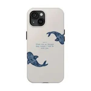 TechGuard Impact Resistant Phone Case with Blue Whale Design & Bible Verse Isaiah 43:2 Compatible with iPhone X-16 Series Lightweight Shockproof Protection