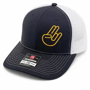 Richardson 112 Shocker Trucker Hat, Unisex Casual Breathable Design, Bold Style with Yellow-Gold Embroidered Detailing, Adjustable Snapback Closure for Perfect Fit