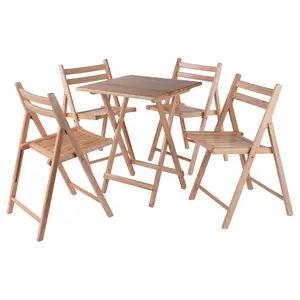 Winsome 42534 Delaney 5-PC Set, Folding Table and Chairs, Natural