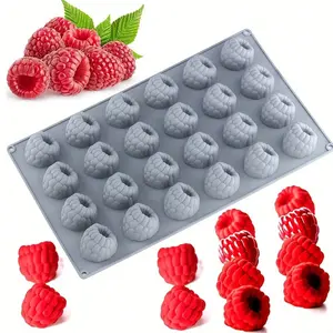 1pc Silicone Mold for Raspberry-Shaped Cakes, Tarts & Mousse Desserts - Non-Stick Bakeware with Central Fruit Pit Cutouts, Easy Release Baking Mold for Homemade Pastries, Party Desserts Baking Supplies (Raspberries, Cherries, Blackberries)