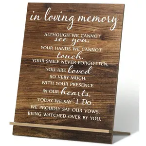 Acrylic Memorial Wedding Sign, Desktop Decoration for Weddings and Banquets, Wooden Rustic Wedding Tribute Plaque for Parents and Loved Ones, Decorative Plaque