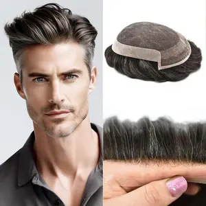 Singa Hair French Lace Toupee Real Human Hair System For Men Bleached Knot Mens Hair Piece Breathable Mens Hairpieces For Hair Loss Protesis Capilar US Stock