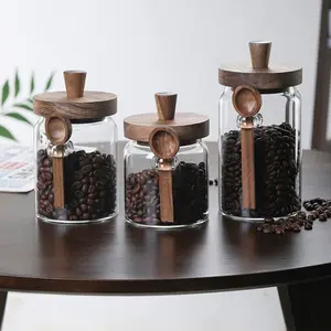 3Pcs Glass Coffee Jars With Spoons,Candy Jars,Biscuit Jars,Storage Jars,Tea Jars