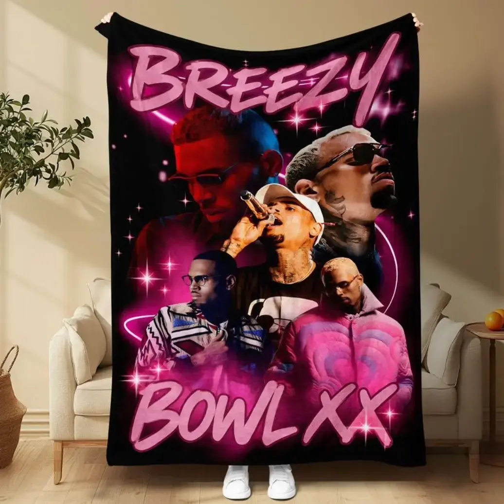 Breezy Bowl XX Flannel Throw Blanket Soft Warm Cozy Blanket with Graphic Print Lightweight Plush Blanket for Bedroom Sofa Couch Living Room Decor Gift for Kids Family Friends