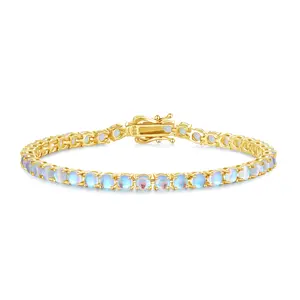 FANCIME "Lunaria" June Birthstone Moonstone Sterling Silver Tennis Bracelet