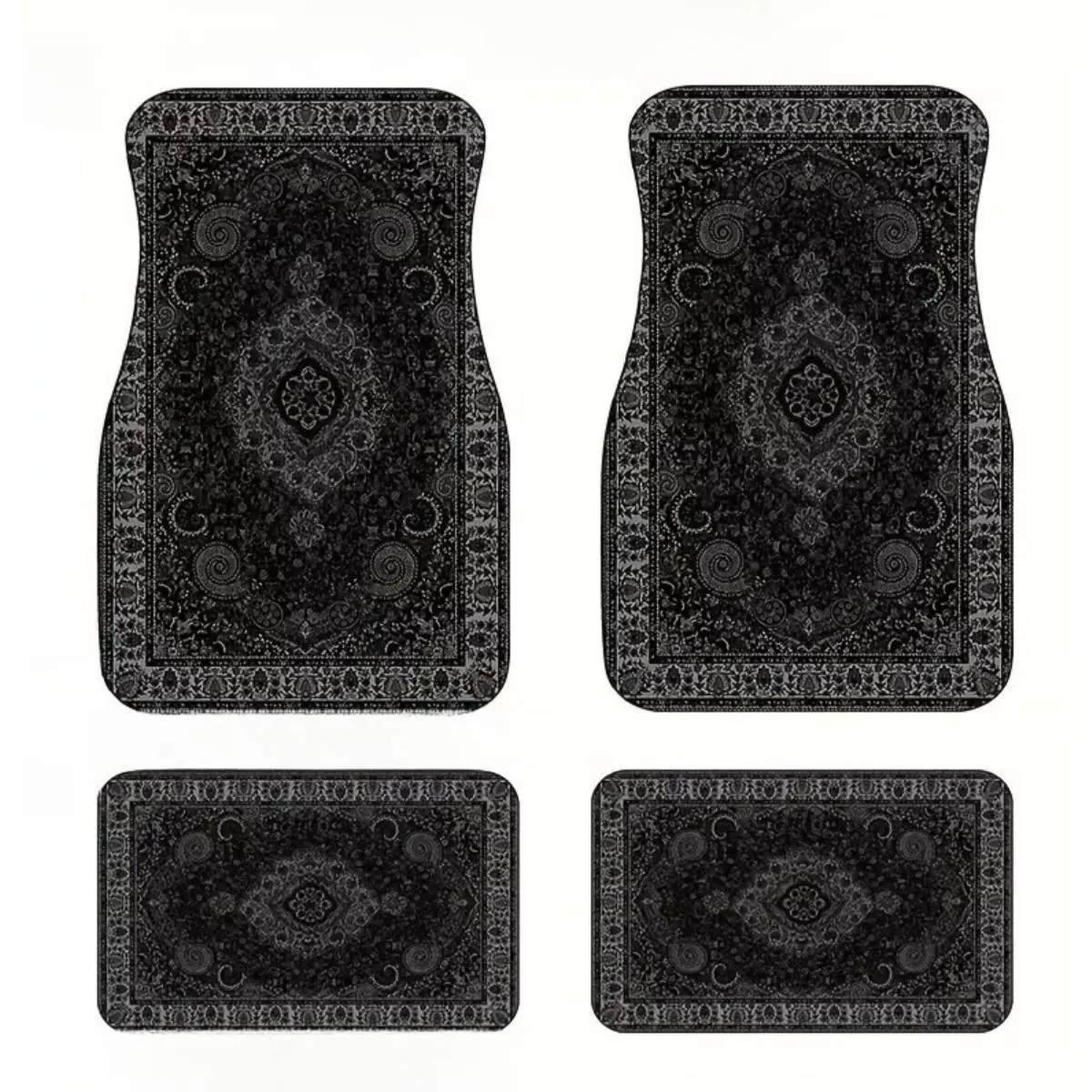 4 Piece Boho Car Floor Mats Retro Woven Pattern Non Slip Rubber Backing Heavy Duty Washable Car Interior Mats for SUV Sedan