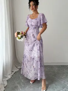 Women's Slim Fit Dress, Lotus Leaf Sleeves Design, Inner Temperament Style, Perfect for Summer Wear, Cross Border Foreign Trade