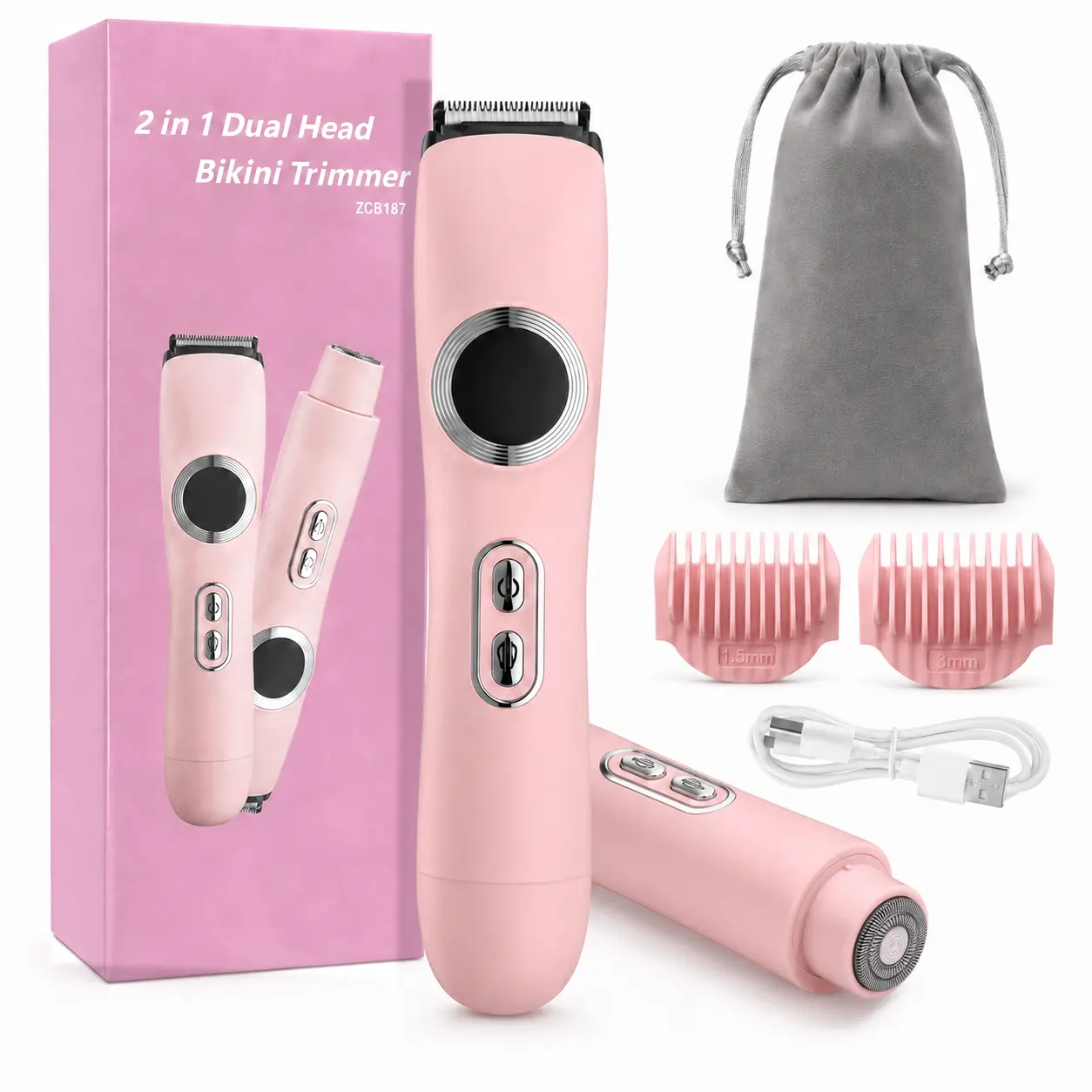 Dual-Use Charging Electric Hair Trimming Tool for Ladies, Dual Head Design for Facial & Body Grooming, Cordless Washable Device for Wet & Dry Daily Skin Grooming Supplies