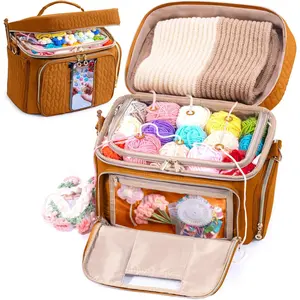 Crochet Bag Organizer - Yarn Bags for Crocheting - Crochet Storage Bag with Pockets for Crochet Hooks, Crochet Accessories - Yarn Organizers - Yarn Holders for Crocheting - Knitting Bags