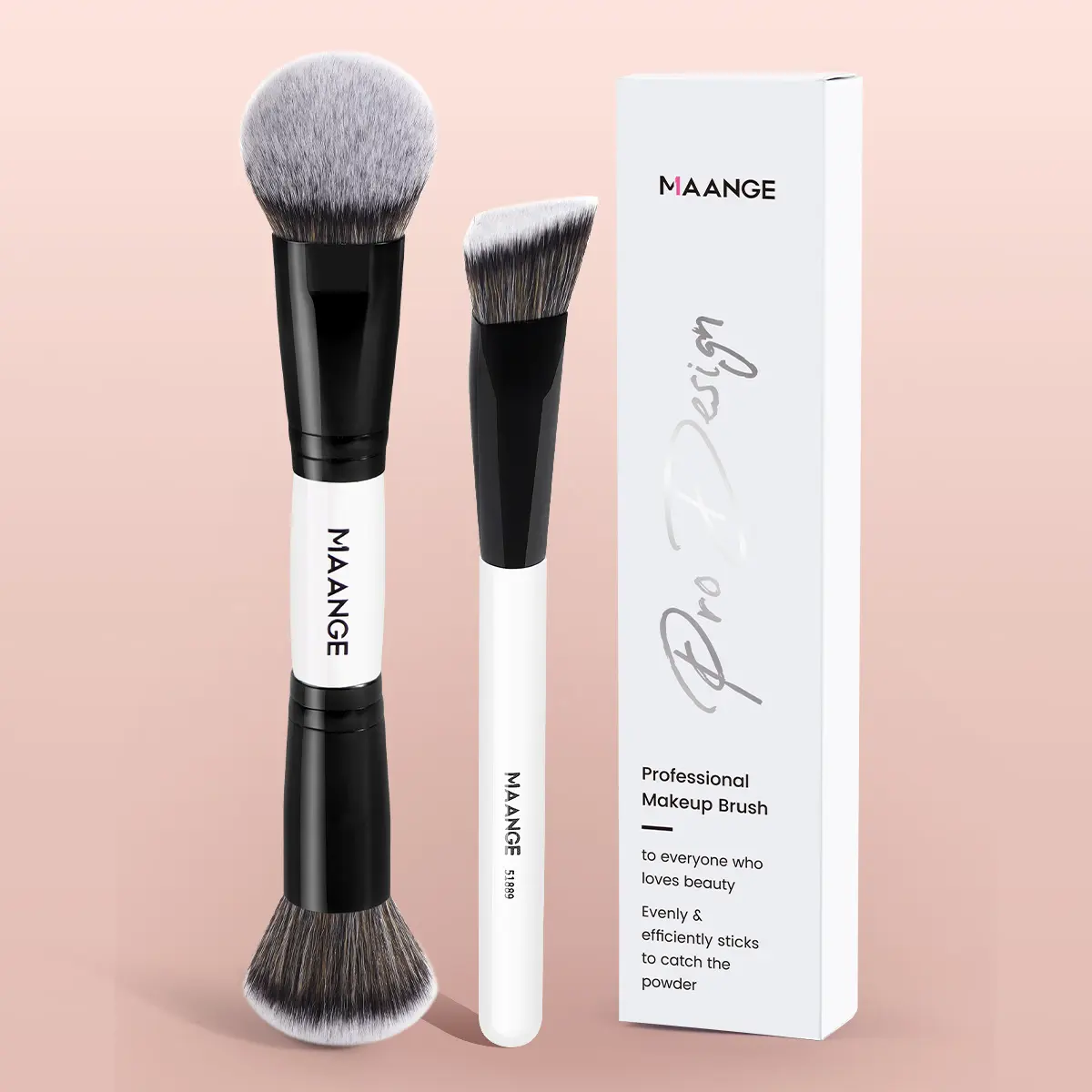 MAANGE 2pcs Face Makeup Brushes, Sloping Foundation Brush, Triangular Contour Brush, Contoured Foundation Brush, Professional Cosmetic Tools for Foundation Blending & Powder Application, Essential Beauty Accessories, Gift for Women & Girls