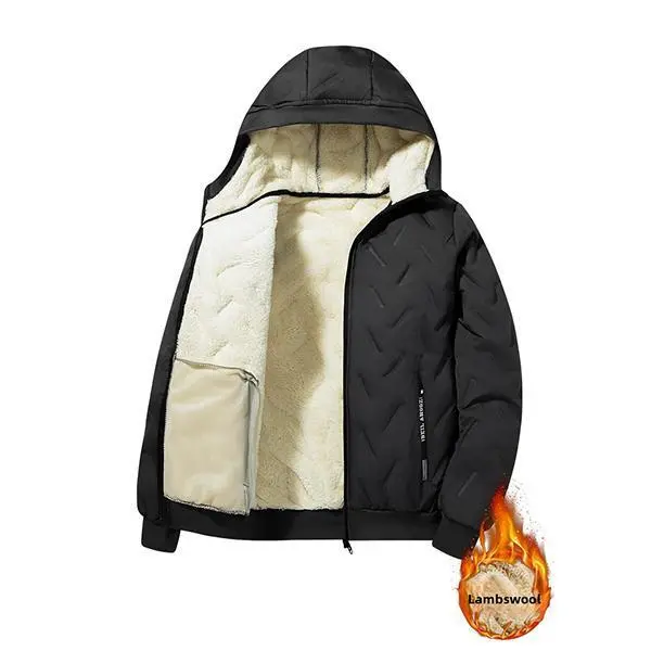 Men's Autumn & Winter Warm Lamb Fleece Jacket - Hooded, Zip Closure, Machine Washable, Casual Sports Cotton Coat, Long-Sleeve Outerwear, Stylish Men's Outdoor ClothingGift Men's Autumn & Winter Warm Lamb Fleece Jacket - Hooded, Zip Closure, Machine Washable, Casual Sports Cotton Coat, Long-Sleeve Outerwear, Stylish Men's Outdoor ClothingGift