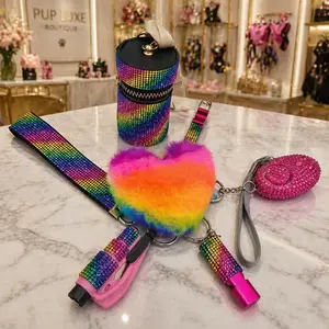 Rainbow themed keychain set