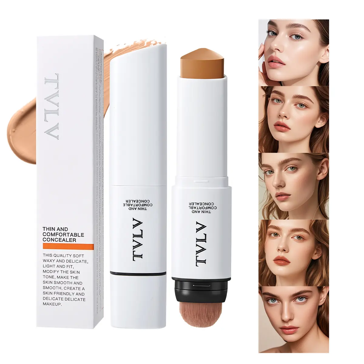 2-in-1 Concealer Cosmetic with Built-In Brush - Lightweight Fit Makeup, Natural Matte Finish, Waterproof, Sweatproof, Long-Lasting Coverage, Easy to Blend, Flawless Look, Ideal for Daily Wear & On-the-Go Touch-Ups