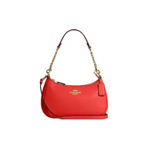 COACH Teri 24 Zip-Top Crossbody Bag with Detachable Strap, Textured Leather, Women's Red Handbag