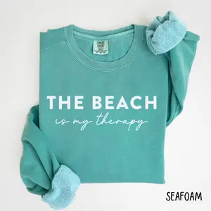 Comfort Colors The Beach Is My Therapy Sweatshirt, Beach Sweatshirt, Therapy Sweatshirt, Beach Shirt, Travel Sweatshirt, Summer Sweatshirt, Cozy Sweatshirt Gift For Women, Cotton Fabric