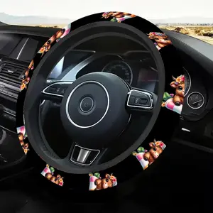1pc 1.6 x 15 inch Highland cattle Pattern car steering wheel cover, non-slip and comfortable, car interior accessory, Car accessories, no inner ring, easy install & remove, suitable for all car models, a gift for car enthusiasts, 1.20CYJ-4