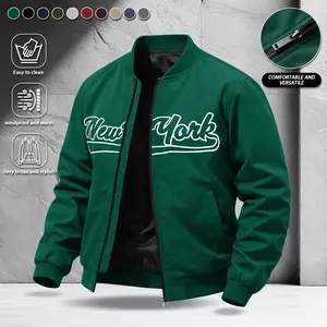 Men's Casual Fashion Baseball Collar Jacket with Letter Print New York, Suitable for Campus Life, Daily Travel, Sports Wear, Suitable for Spring and Autumn Seasons, Homewear Appropriate Coats Stylish