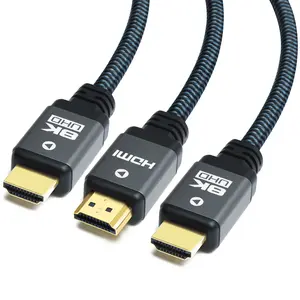 Yauhody 8k HDMI Cable 3 Pack High Speed 48Gbps HDMI 2.1 Cord, Durable Nylon Braided, Supports 8K, 4K, 10K, 2K, HD, 3D, Dynamic HDR, HDCP 2.2, 4:4:4, eARC, Real 8K, Newest HDMI 2.1