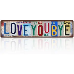 Metal Tin Sign Love You Bye Above Door Wall Decor – Romantic Bedroom, Hallway & Entryway Wall Art, Home Decorations, 16 x 4 Inches