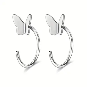 1 Pair Half-Hoop Earrings, 316 Stainless Steel, Mini Huggie Hoops, Small Comfortable Half-Circle C-Shaped Earrings for Women